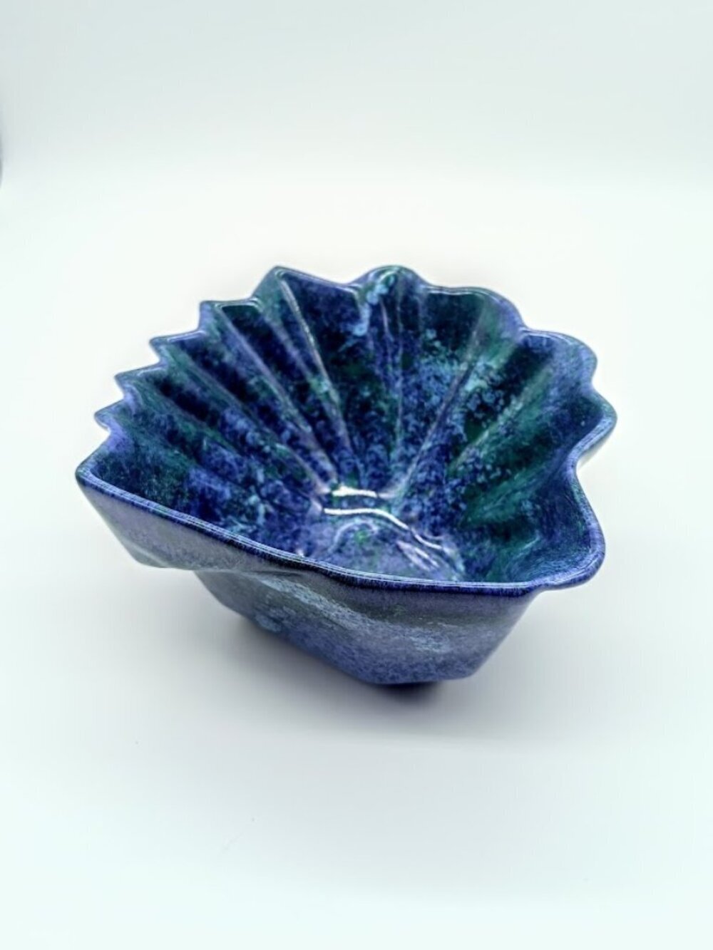 Charles Nalle Blue Green Zig Zag Pottery Bowl - Signed